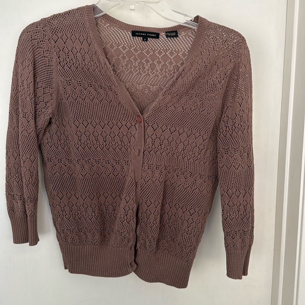 Jeanne Pierre Women's Light Brown Cardigan Sweater - size small